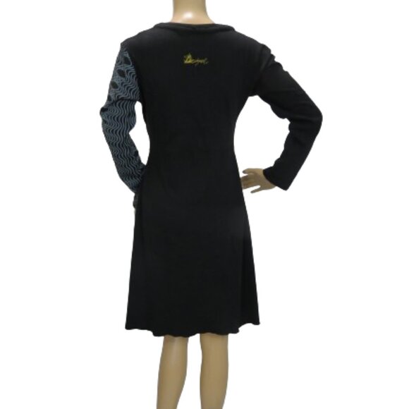 Desigual Long Sleeve Graphic Text Print Dress - Picture 3 of 9